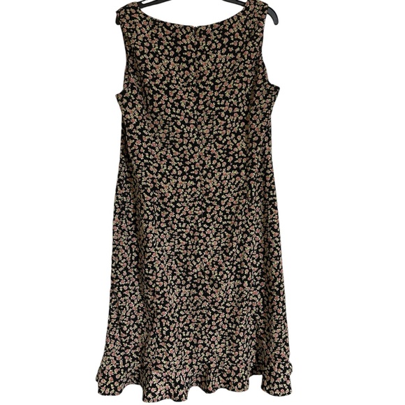 Danny & Nicole Black Ditsy Floral V-Neck Maxi Dress 90s Y2K Sz 14 - Picture 3 of 6